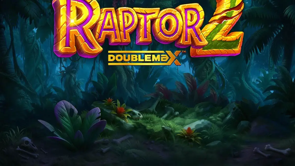 Giao diện trò chơi Raptor 2 DoubleMax với các biểu tượng khủng long và lưới quay mở rộng